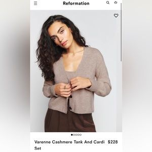 Reformation Varenne Cashmere Tank And Cardi Set size M in ivory